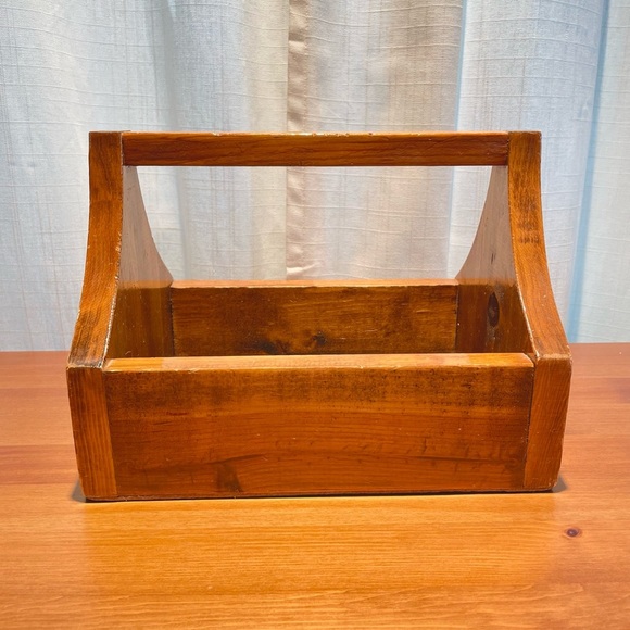VTG Wood Craft Caddy Tool Box with Handle Decorative Plant Display Hobby Holder - Picture 9 of 16